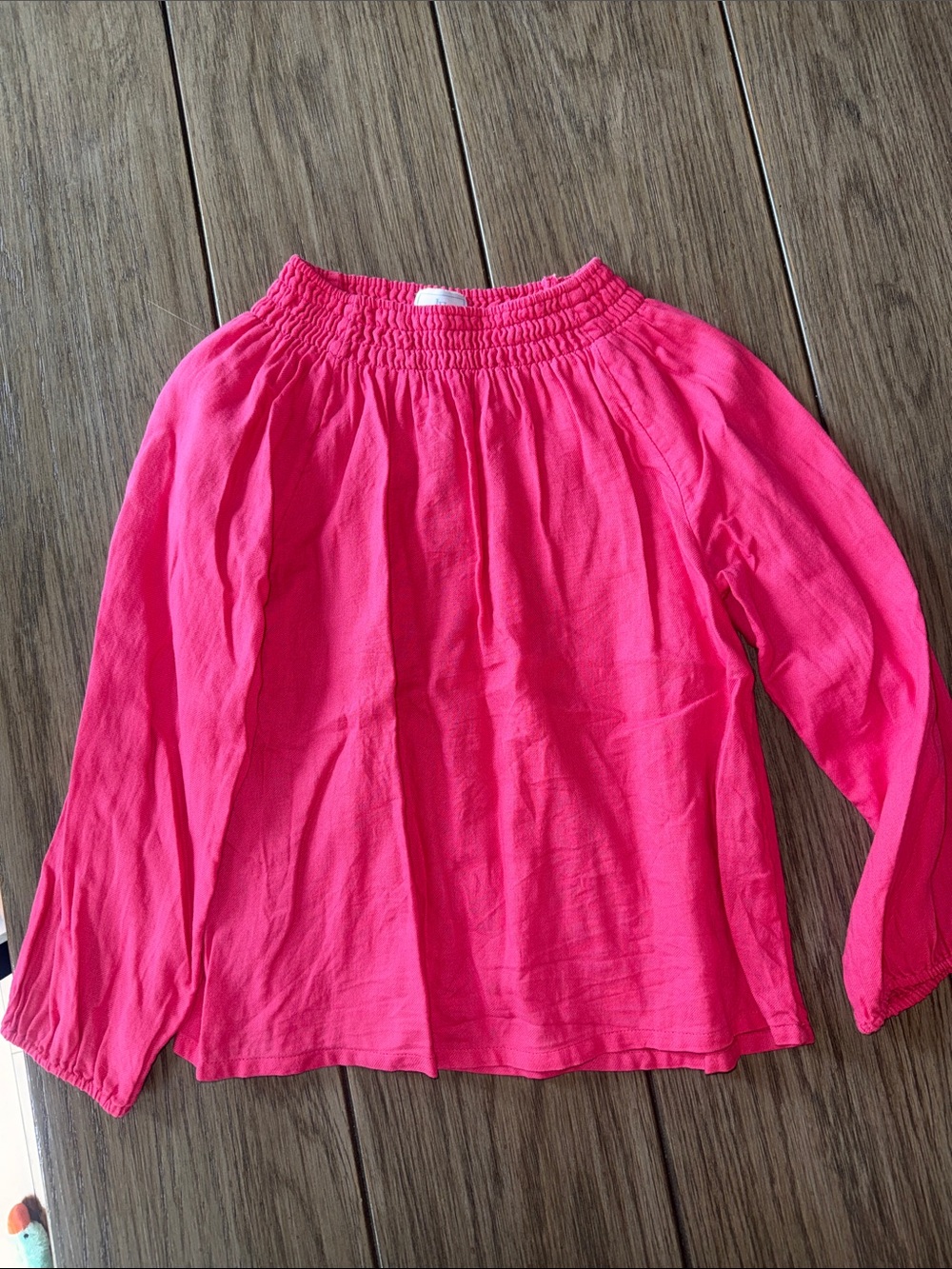 Little English Hot Pink Long-Sleeve Smocked Neck Blouse